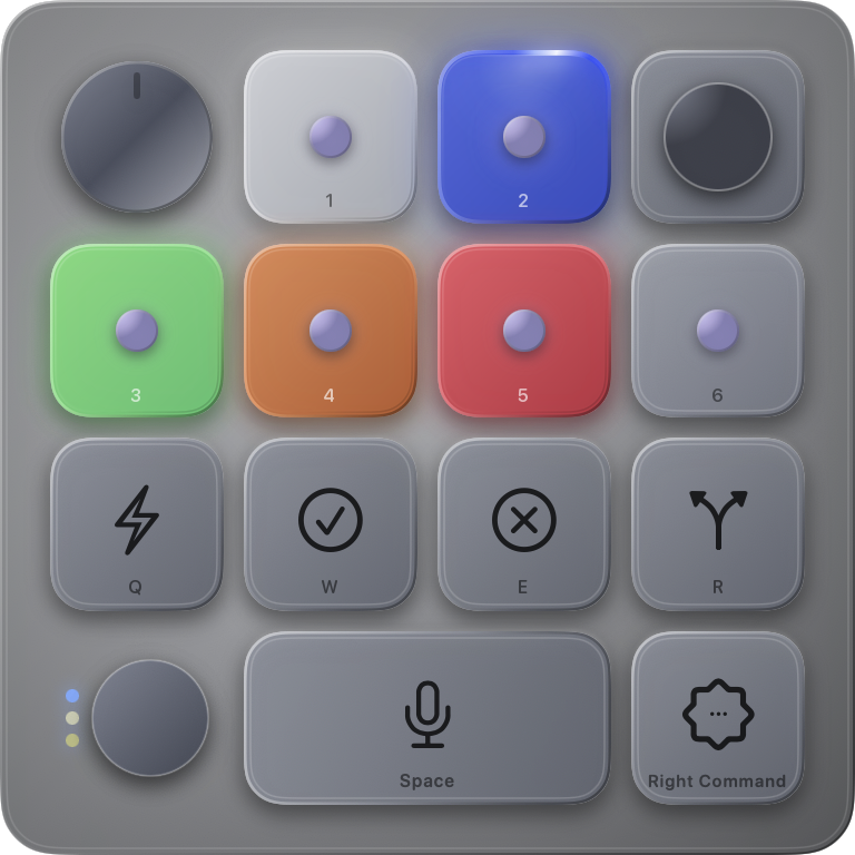 Light KeySwitch HUD showing agents on 1–6 and commands on Q–R